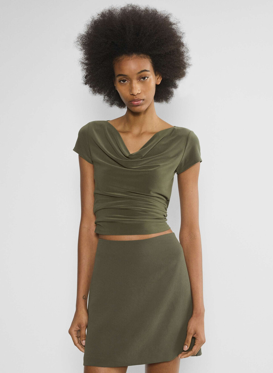 klassischer minirock – crepette dark olive