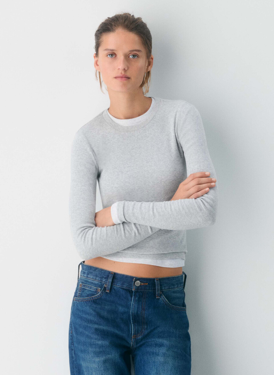 homestretch rib solo langarmshirt heather chrome