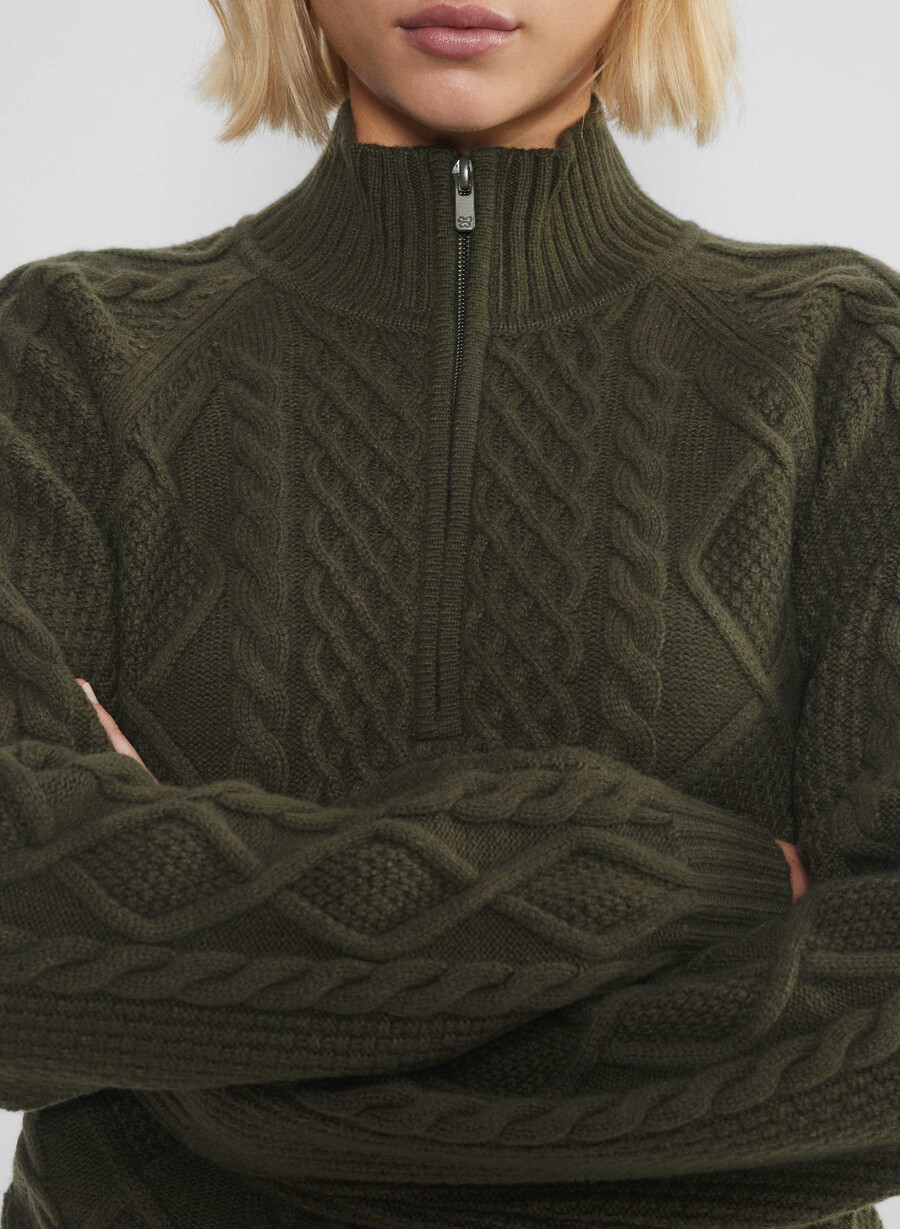 boreal 14-reißverschluss-pullover dunkeloliv