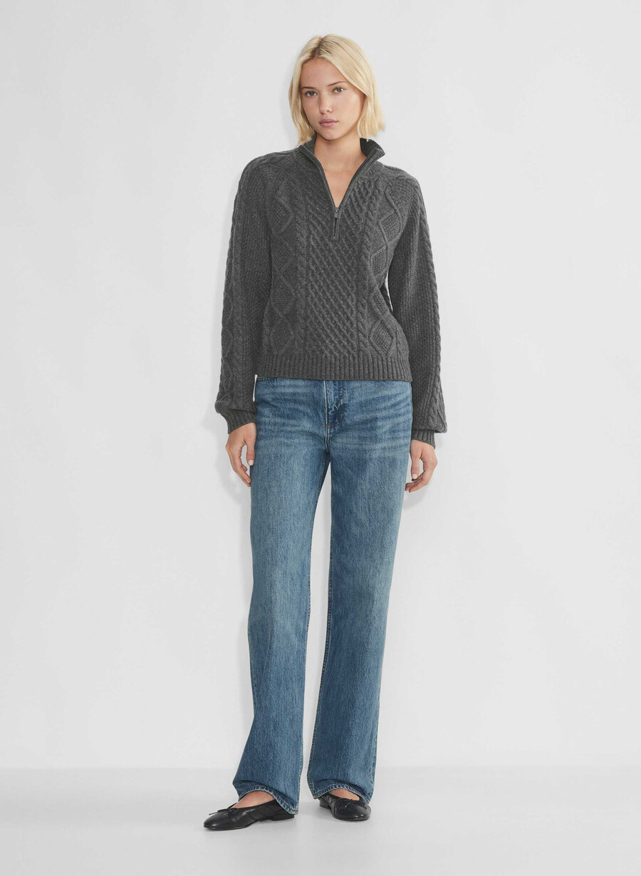 boreal 14 zip sweater heather charcoal