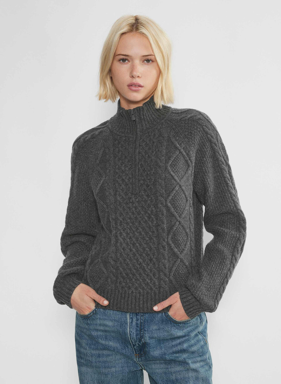 boreal 14 zip sweater heather charcoal