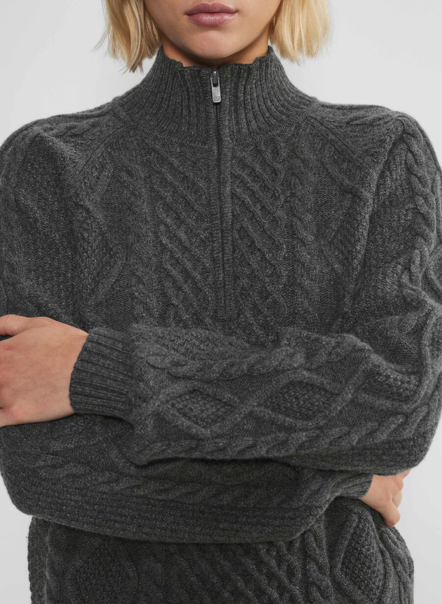 boreal 14 zip sweater heather charcoal