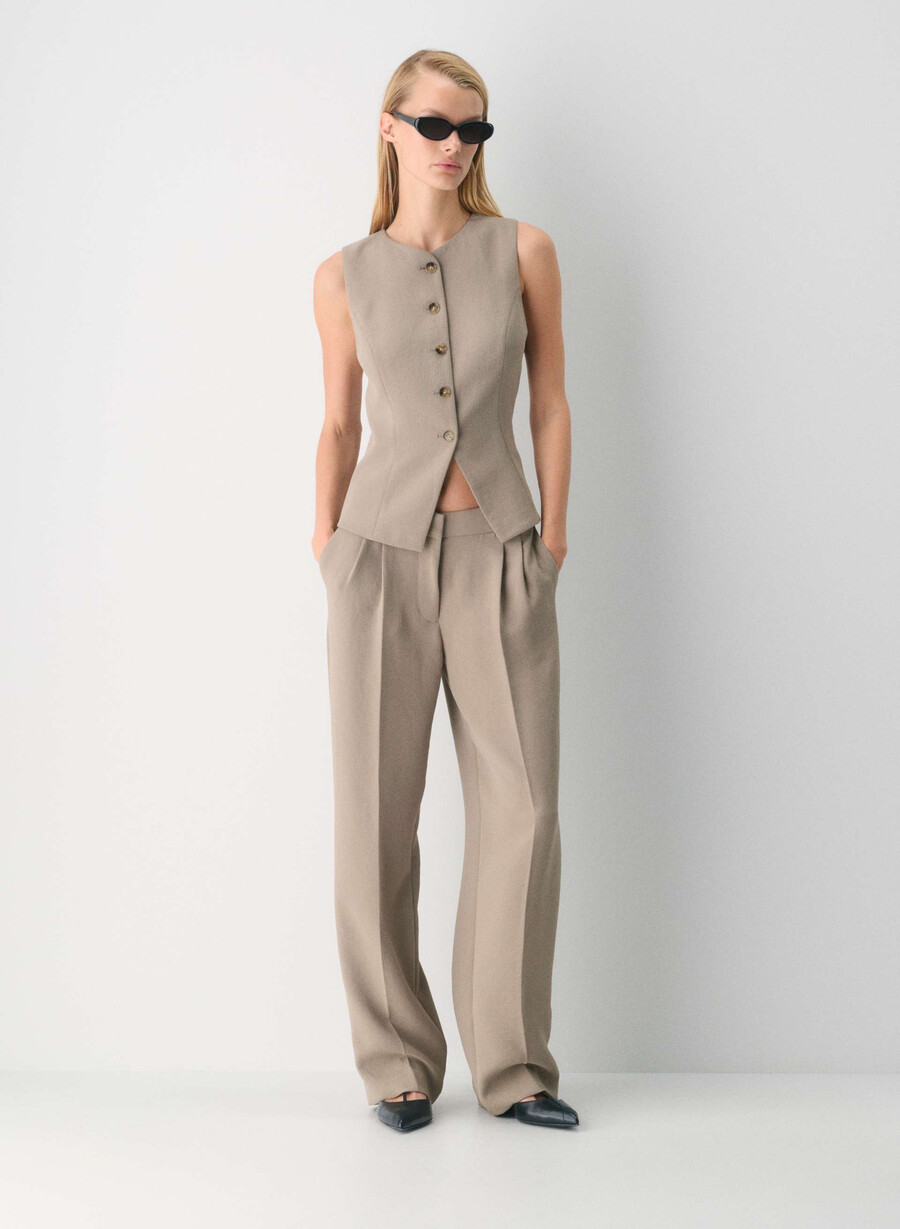 die mühelose hose mit niedrigem bund – crepette nomad taupe