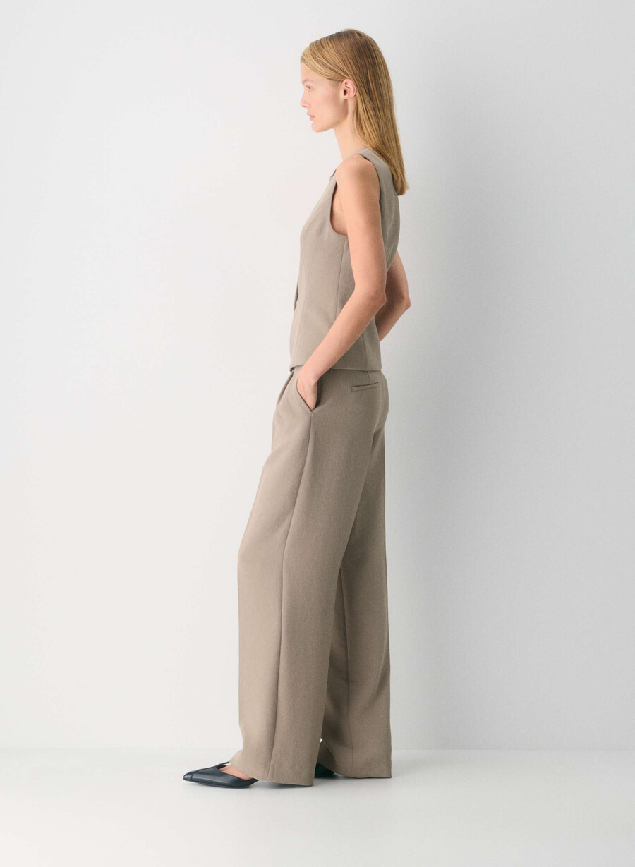 die mühelose hose mit niedrigem bund – crepette nomad taupe