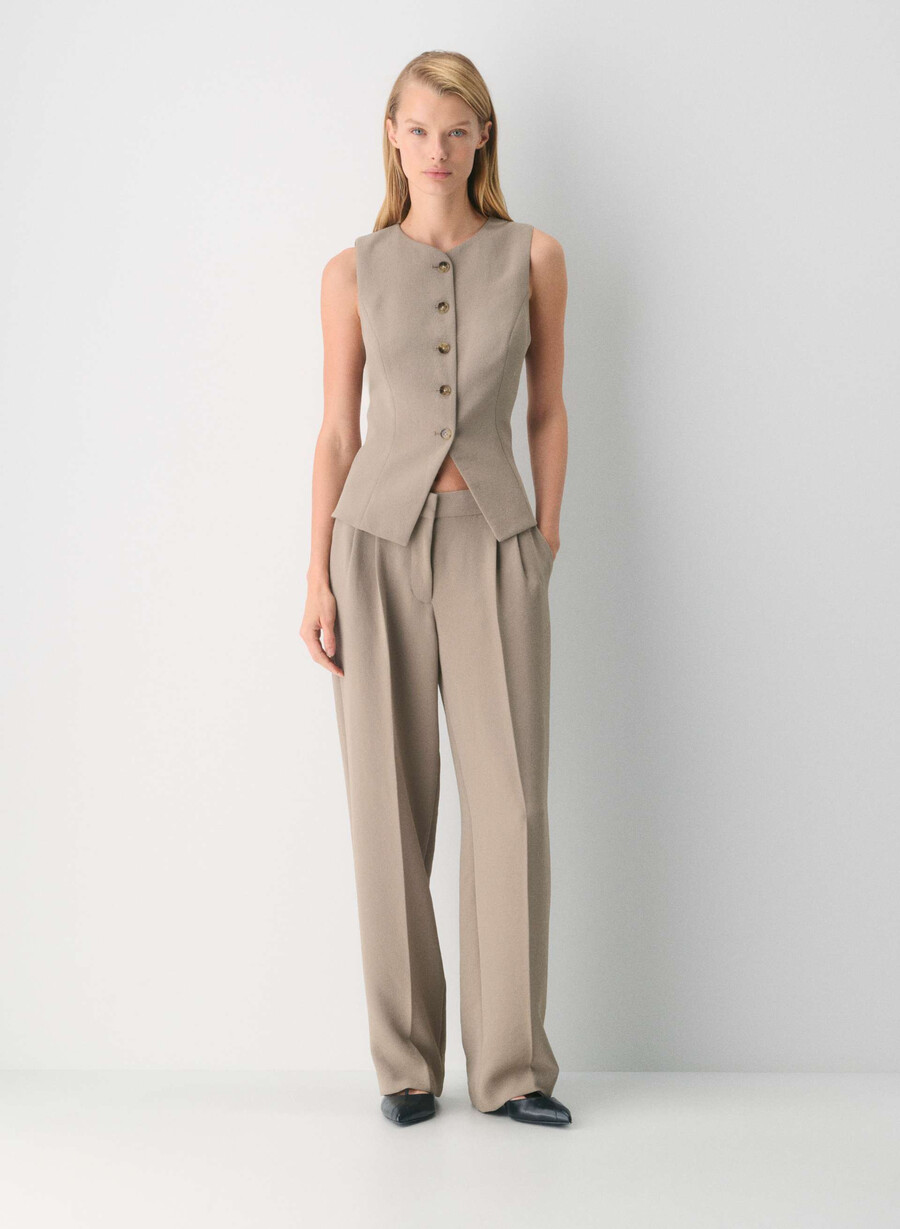 die mühelose hose mit niedrigem bund – crepette nomad taupe
