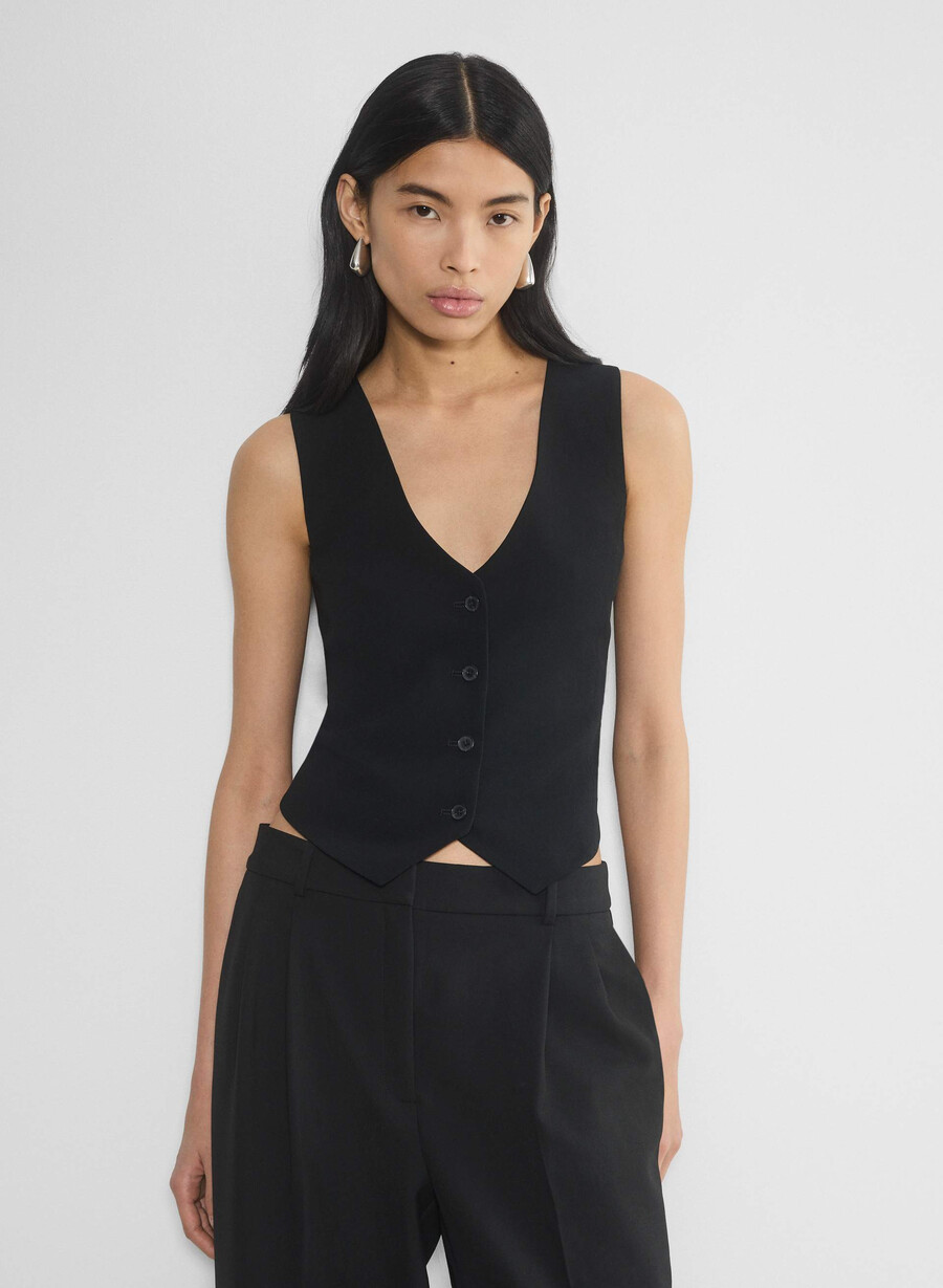 deniro weste - mirror crepe schwarz