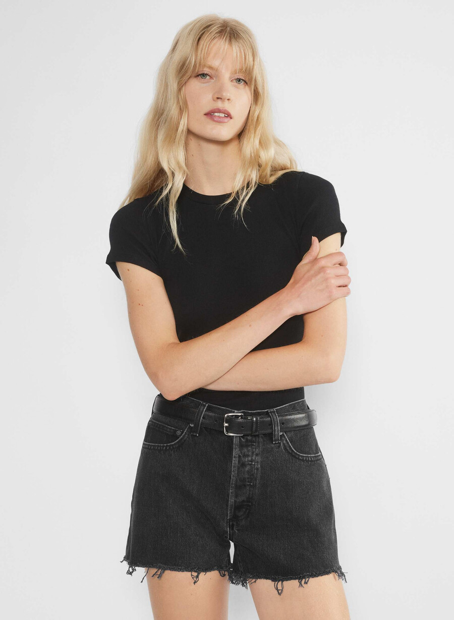denim forum the ex-boyfriend hi-rise denim short schwarzer eyeliner