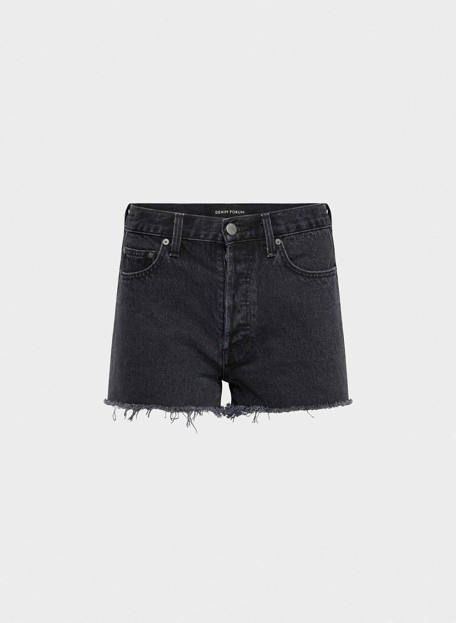 denim forum the ex-boyfriend hi-rise denim short schwarzer eyeliner