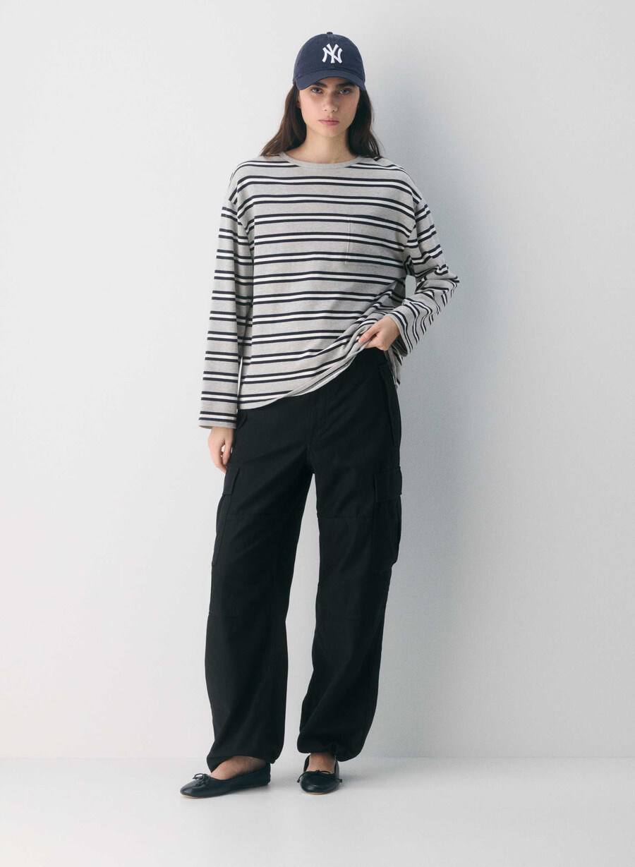cargohose im vintage-stil schwarz