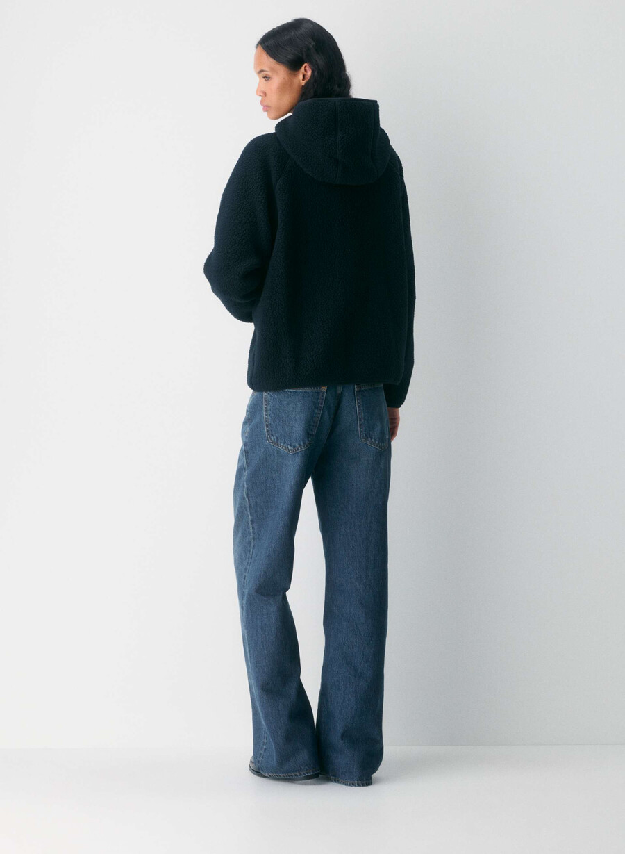 polartec thermal pro raglan-kapuzenpullover mit reißverschluss schwarz