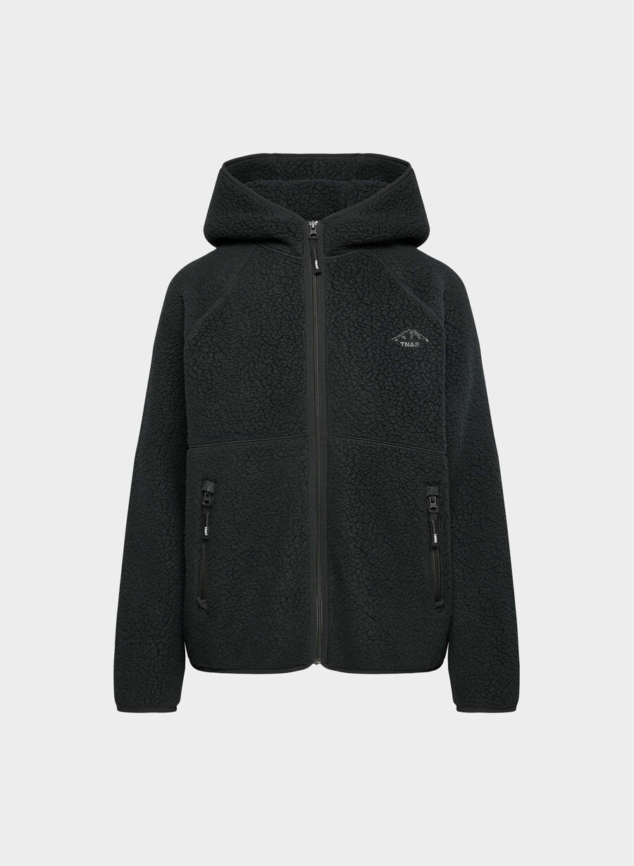 polartec thermal pro raglan-kapuzenpullover mit reißverschluss schwarz