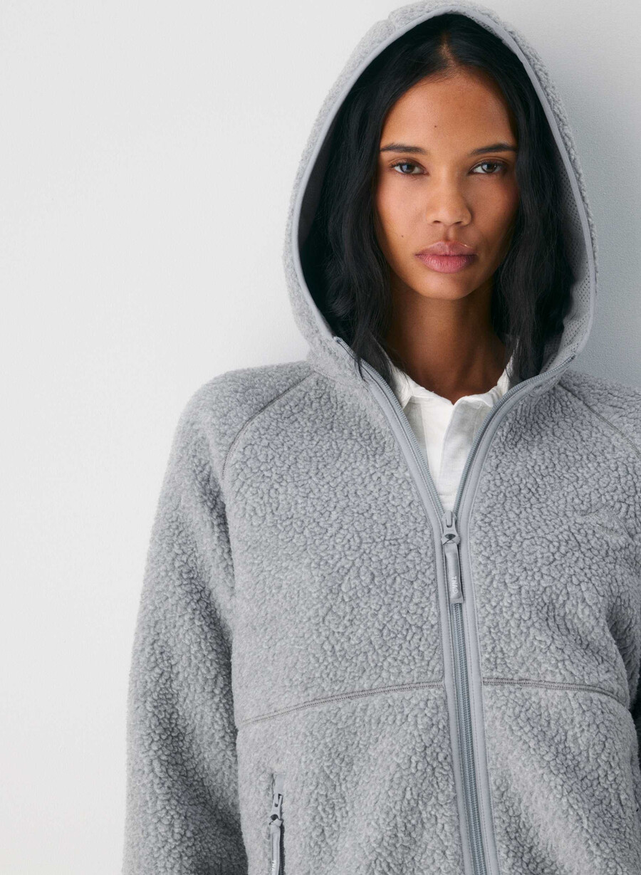 polartec thermal pro raglan-kapuzenpullover mit reißverschluss meliertes sportgrün