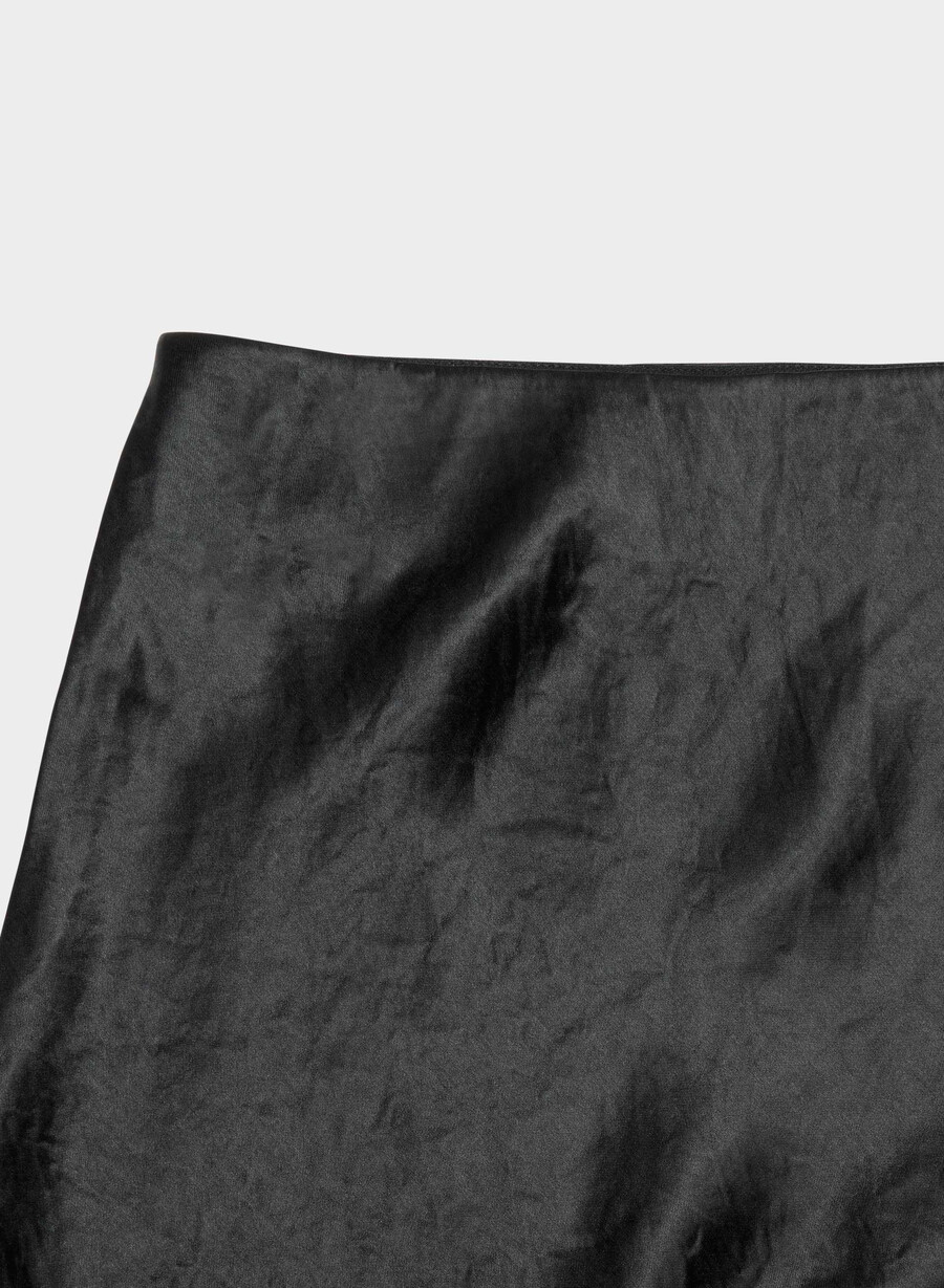 schwarzer slip-satin-midirock