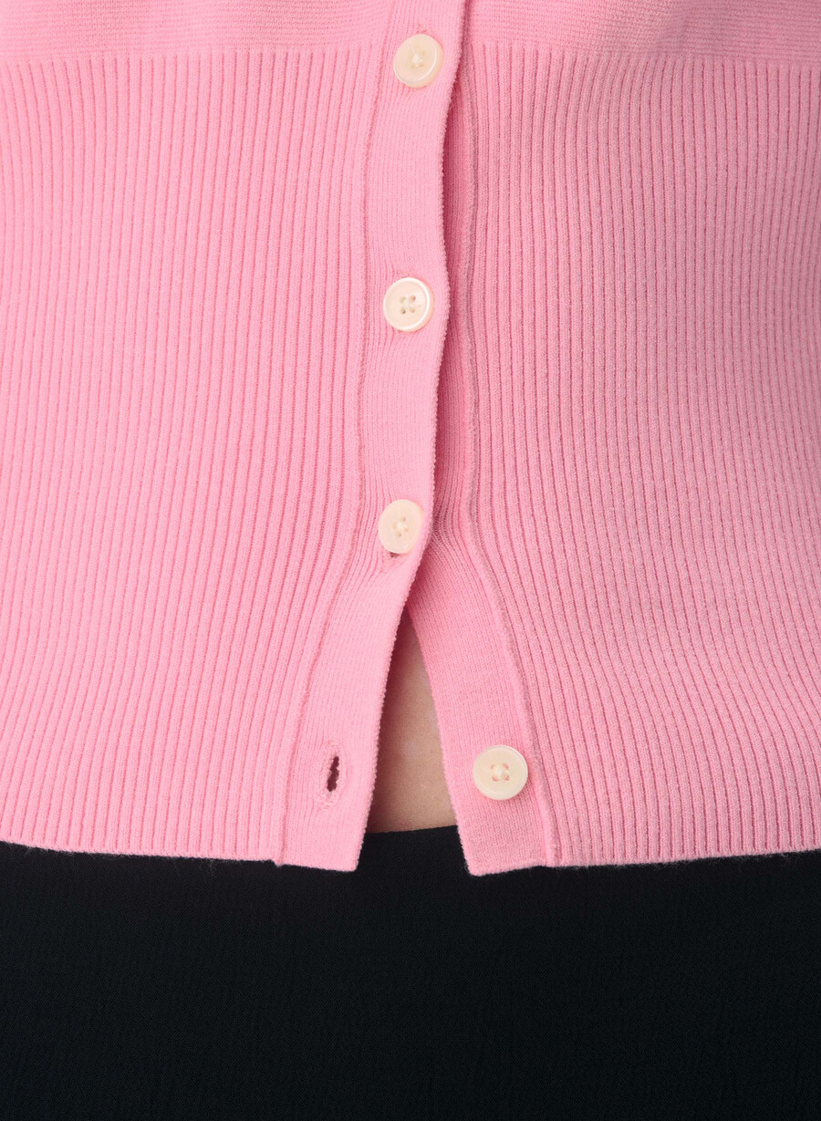 golightly cardigan - wonder yarn jellybean pink