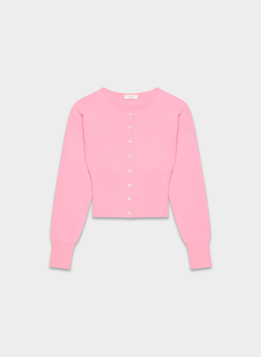 golightly cardigan - wonder yarn jellybean pink