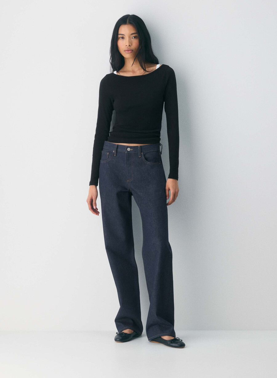 homestretch rib airwave langarmshirt mit u-boot-ausschnitt schwarz