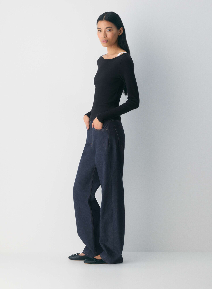 homestretch rib airwave langarmshirt mit u-boot-ausschnitt schwarz