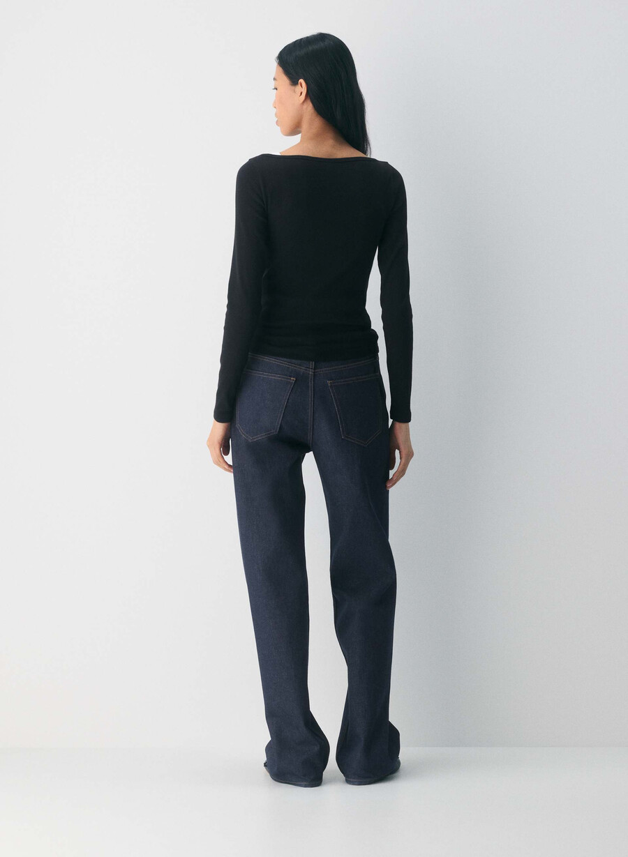 homestretch rib airwave langarmshirt mit u-boot-ausschnitt schwarz
