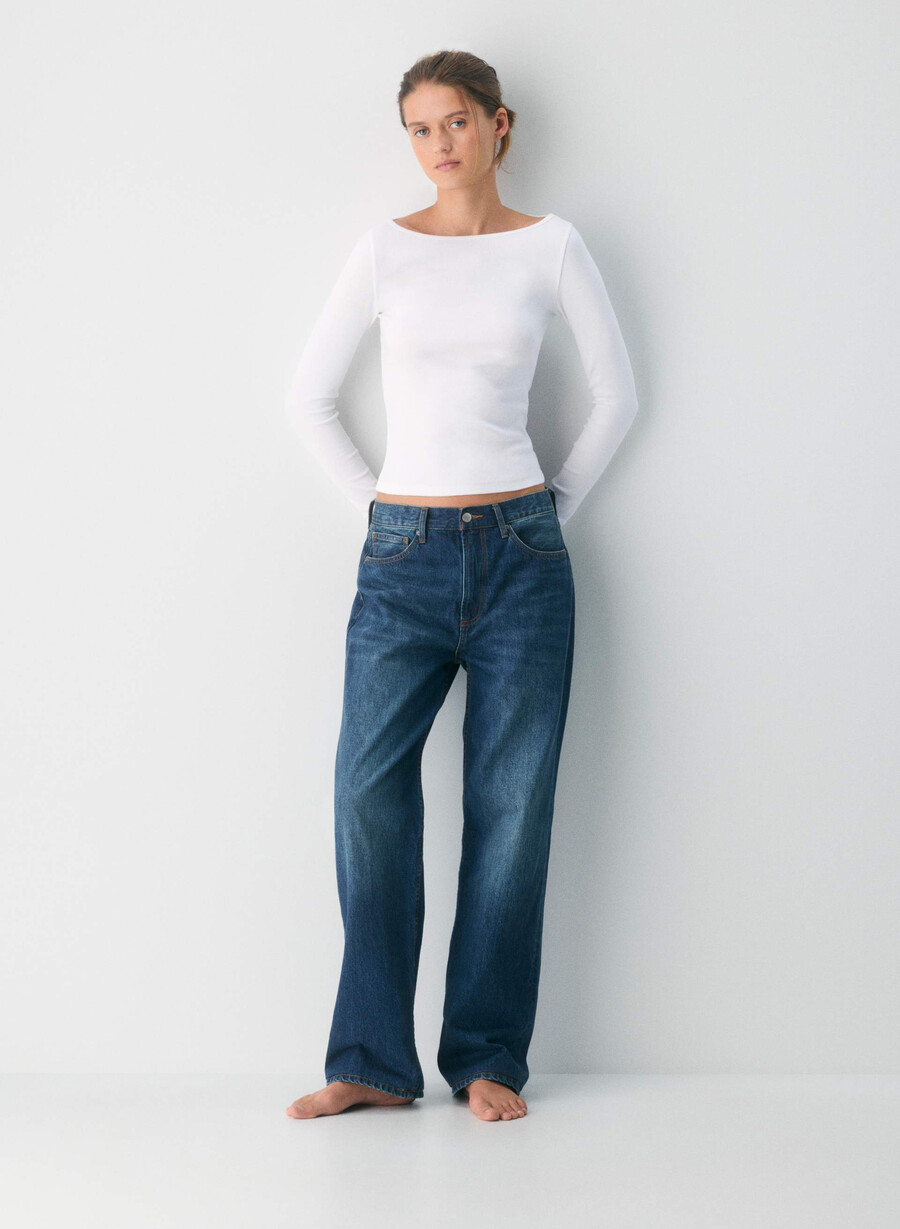 homestretch rib airwave langarmshirt mit u-boot-ausschnitt weiss
