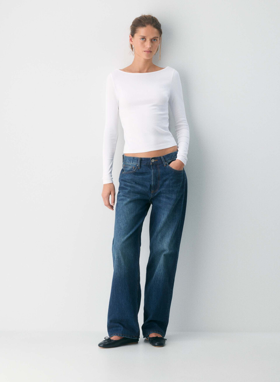 homestretch rib airwave langarmshirt mit u-boot-ausschnitt weiss