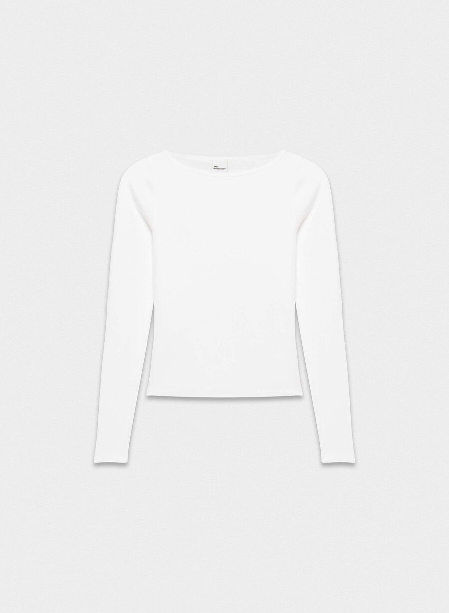 homestretch rib airwave langarmshirt mit u-boot-ausschnitt weiss