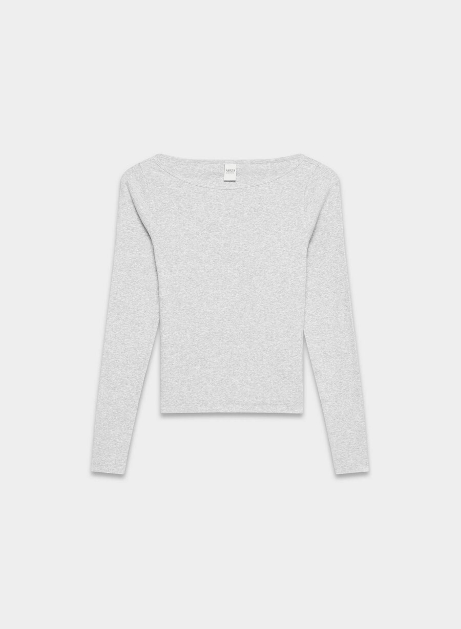 homestretch rib airwave boatneck langarmshirt heather chrome