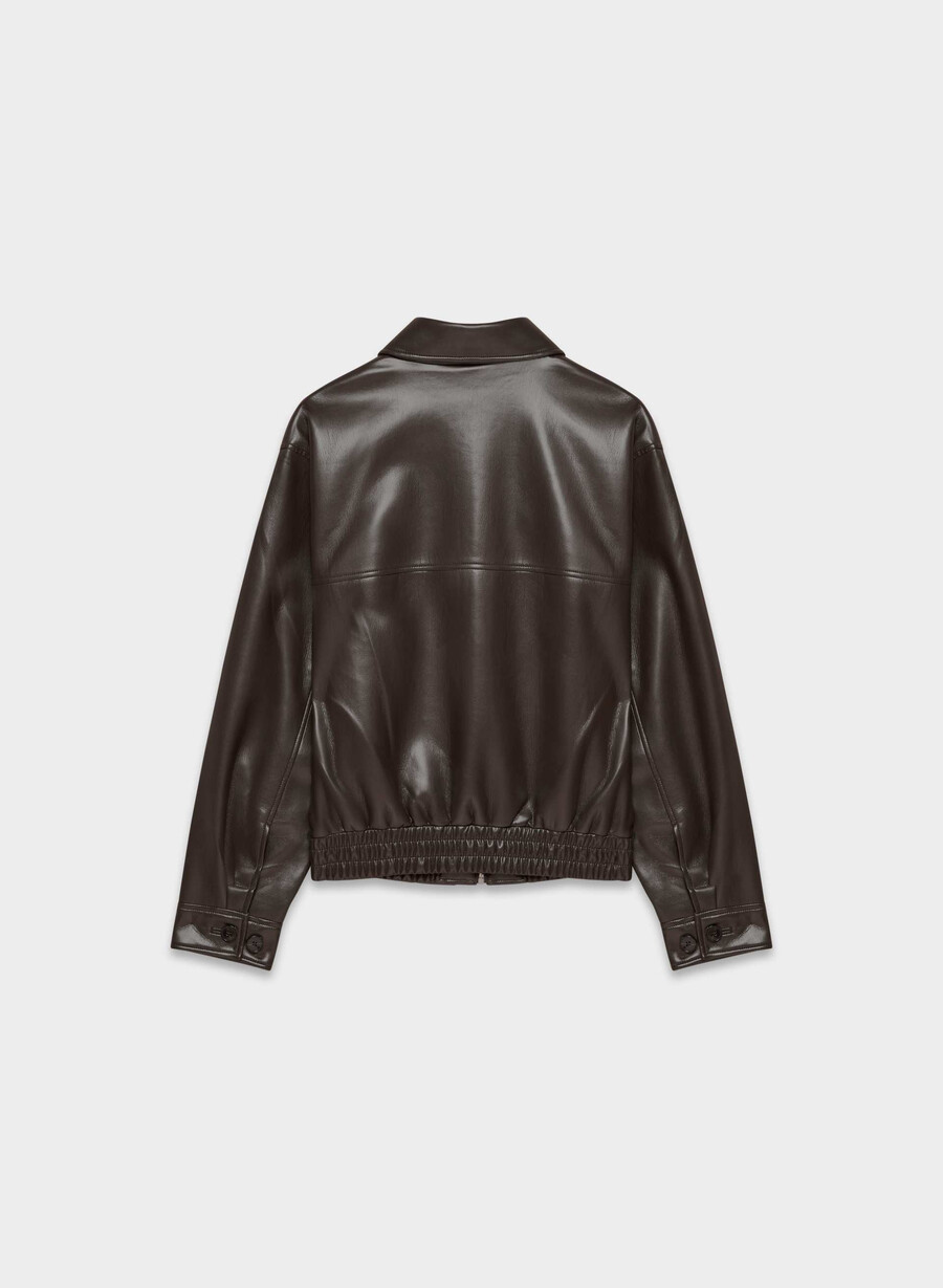 falcon jacke - unechtes leder sattes mokkabraun