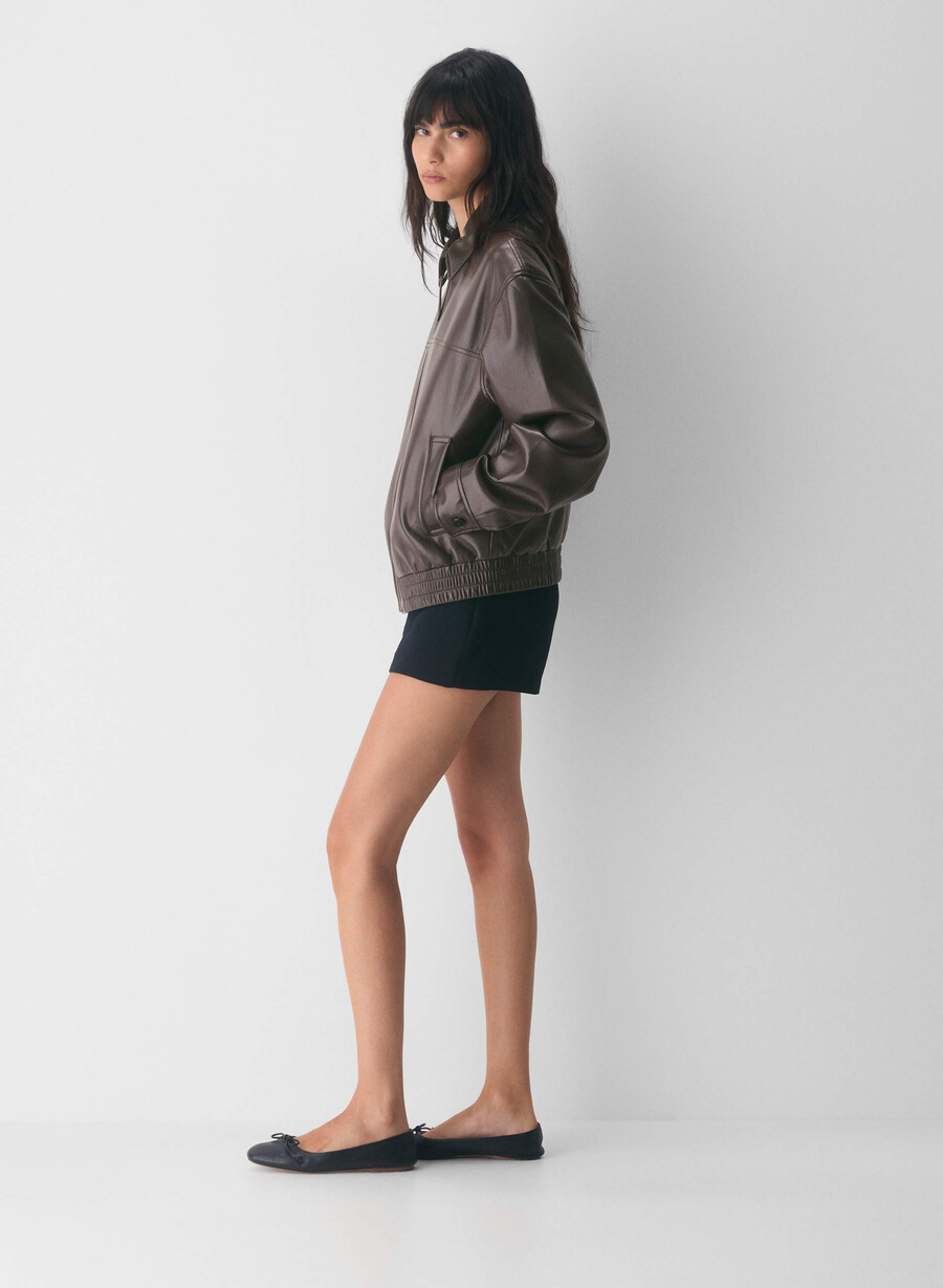 falcon jacke - unechtes leder sattes mokkabraun