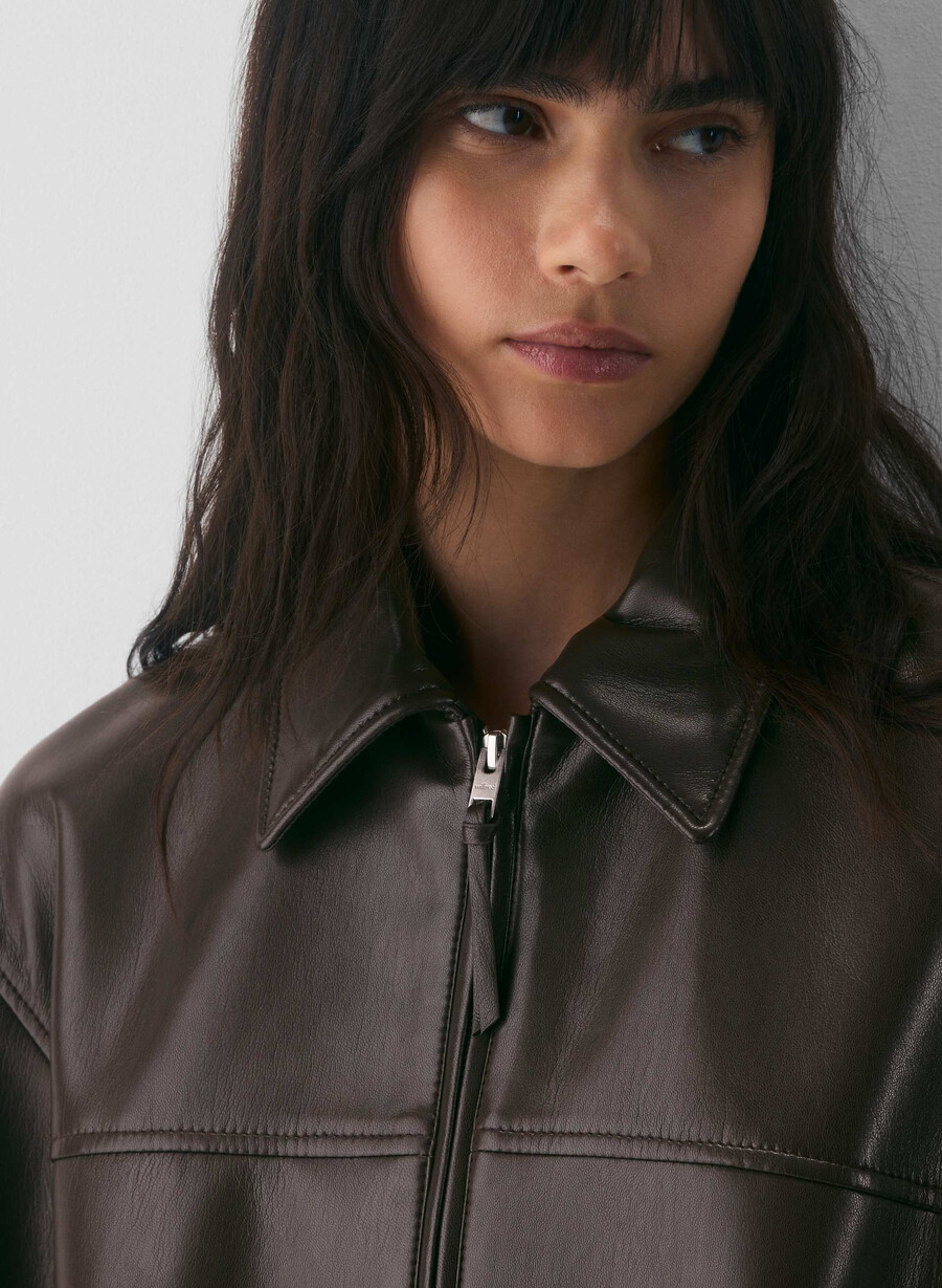 falcon jacke - unechtes leder sattes mokkabraun