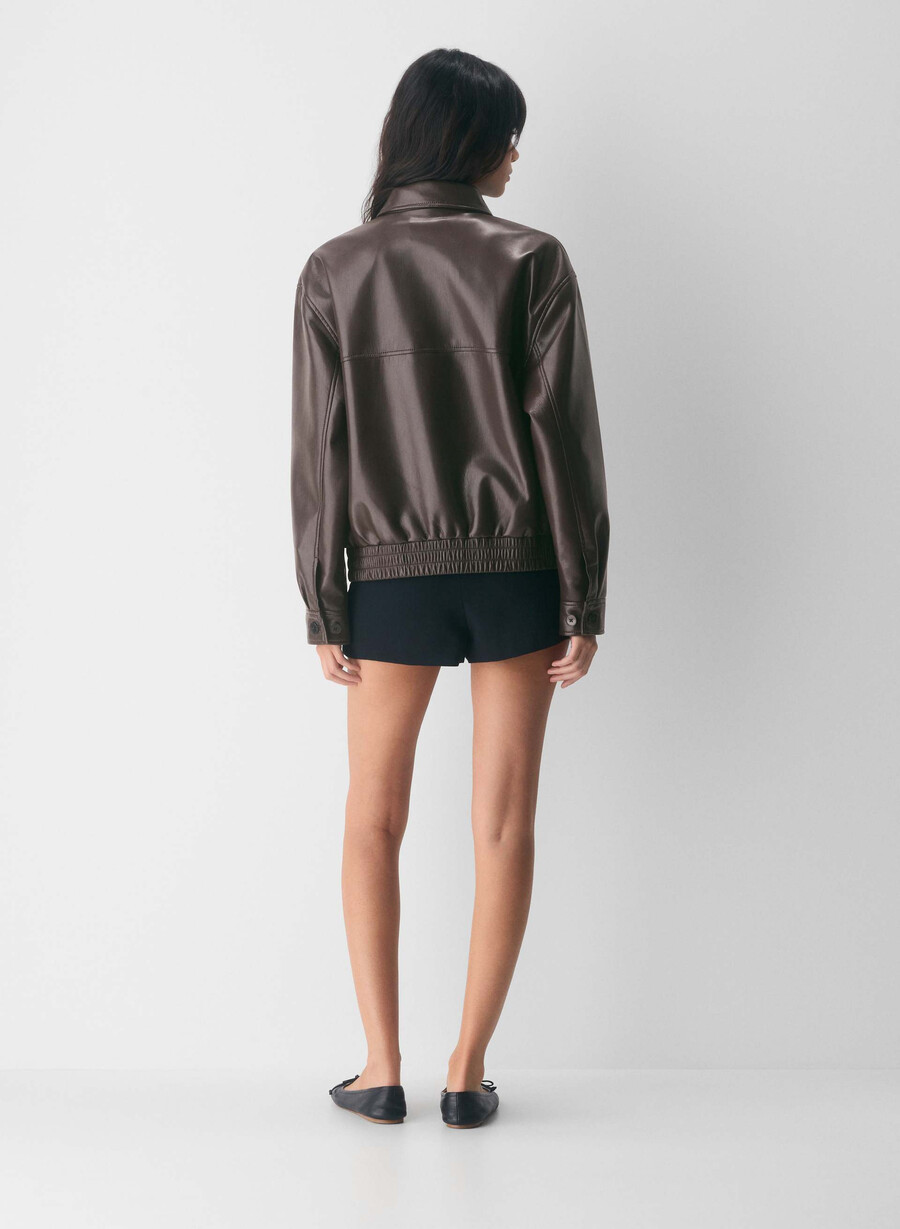 falcon jacke - unechtes leder sattes mokkabraun