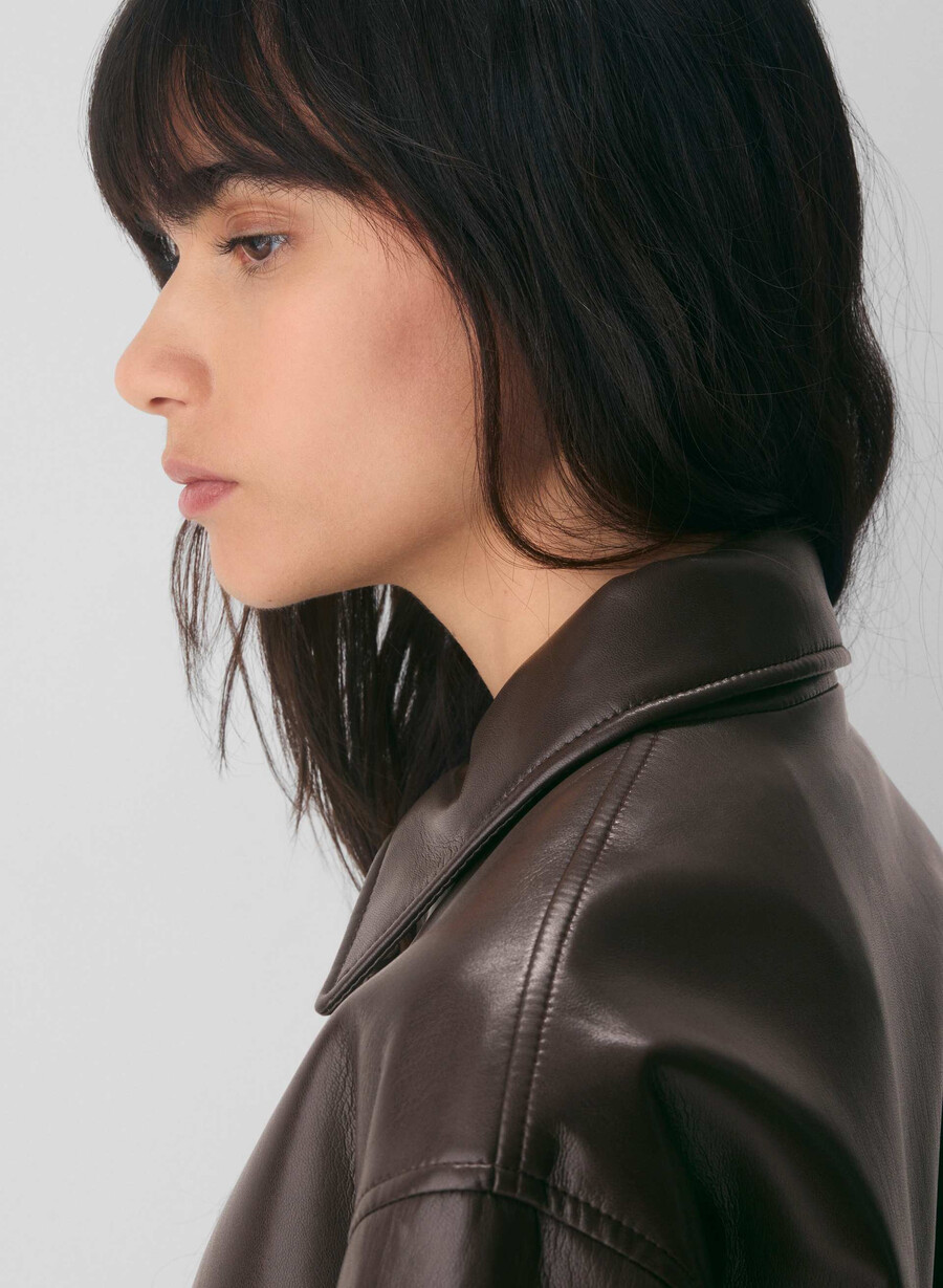 falcon jacke - unechtes leder sattes mokkabraun