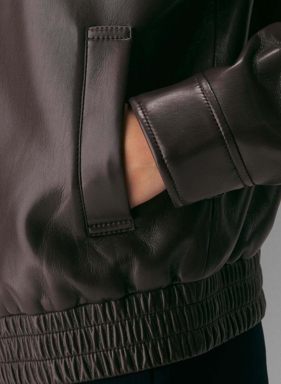 falcon jacke - unechtes leder sattes mokkabraun