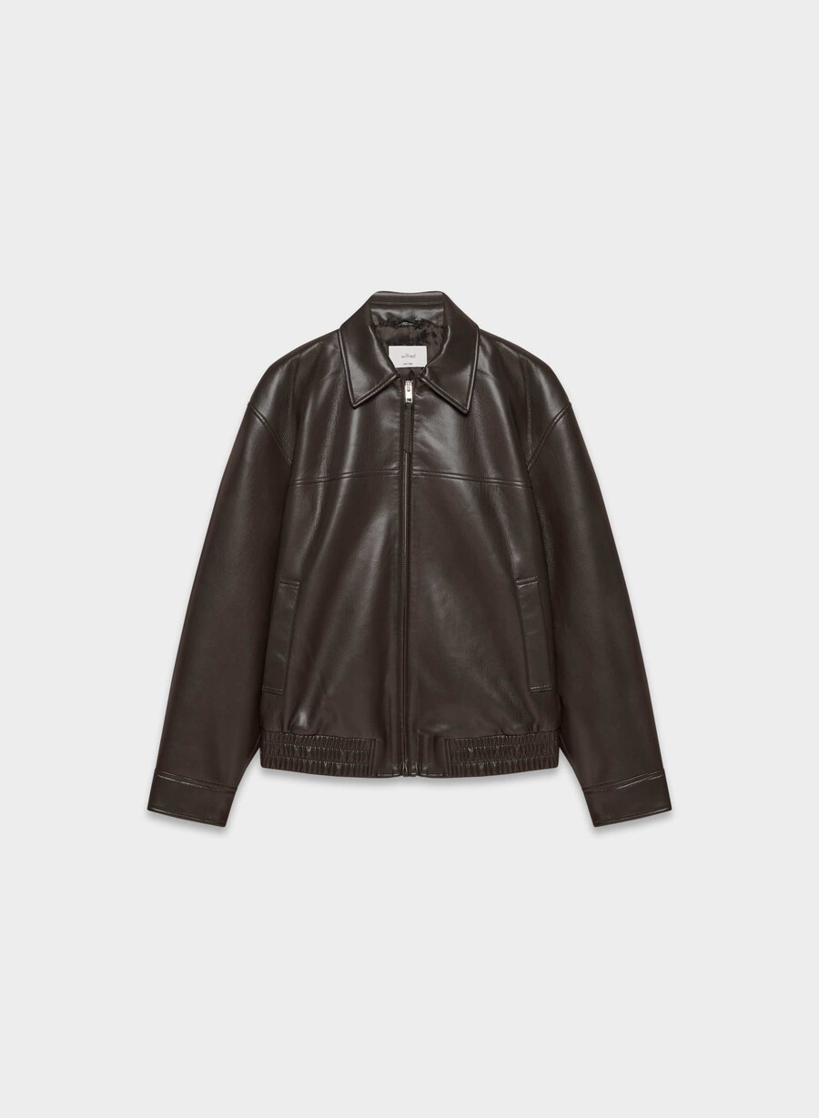 falcon jacke - unechtes leder sattes mokkabraun