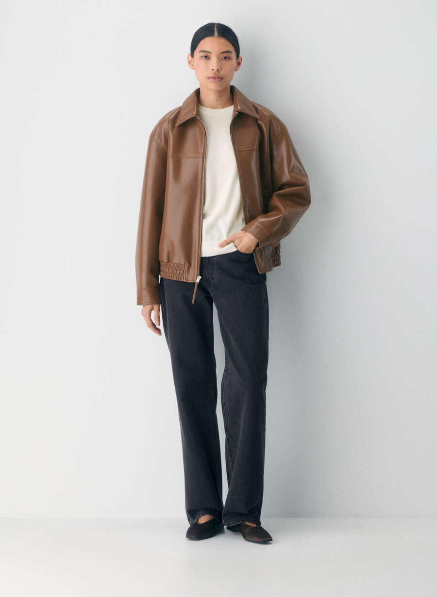 falcon jacke - unechtes leder schokoladenbraun
