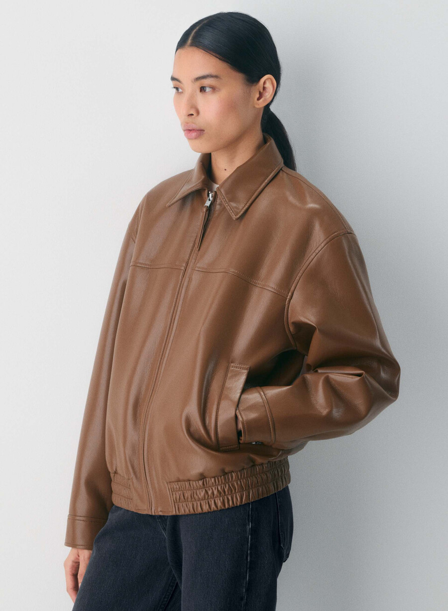 falcon jacke - unechtes leder schokoladenbraun