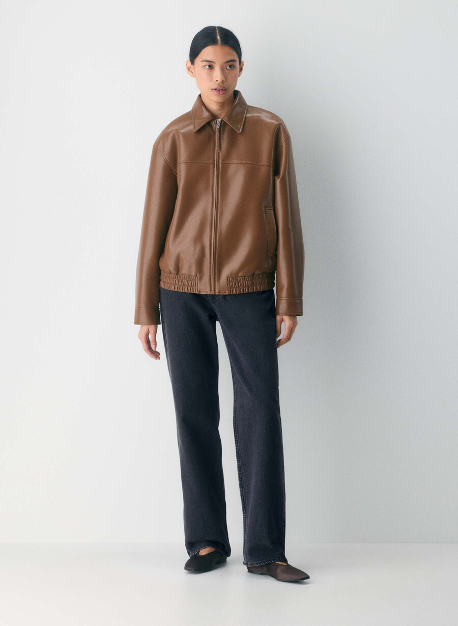 falcon jacke - unechtes leder schokoladenbraun