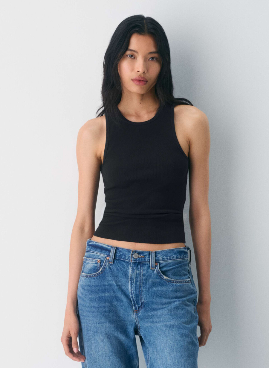 homestretch rib crew tanktop schwarz