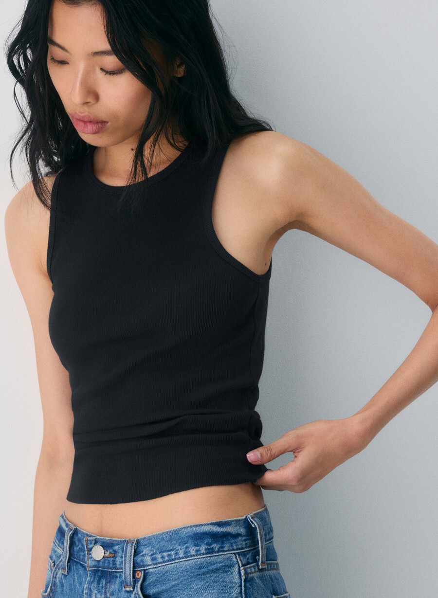 homestretch rib crew tanktop schwarz