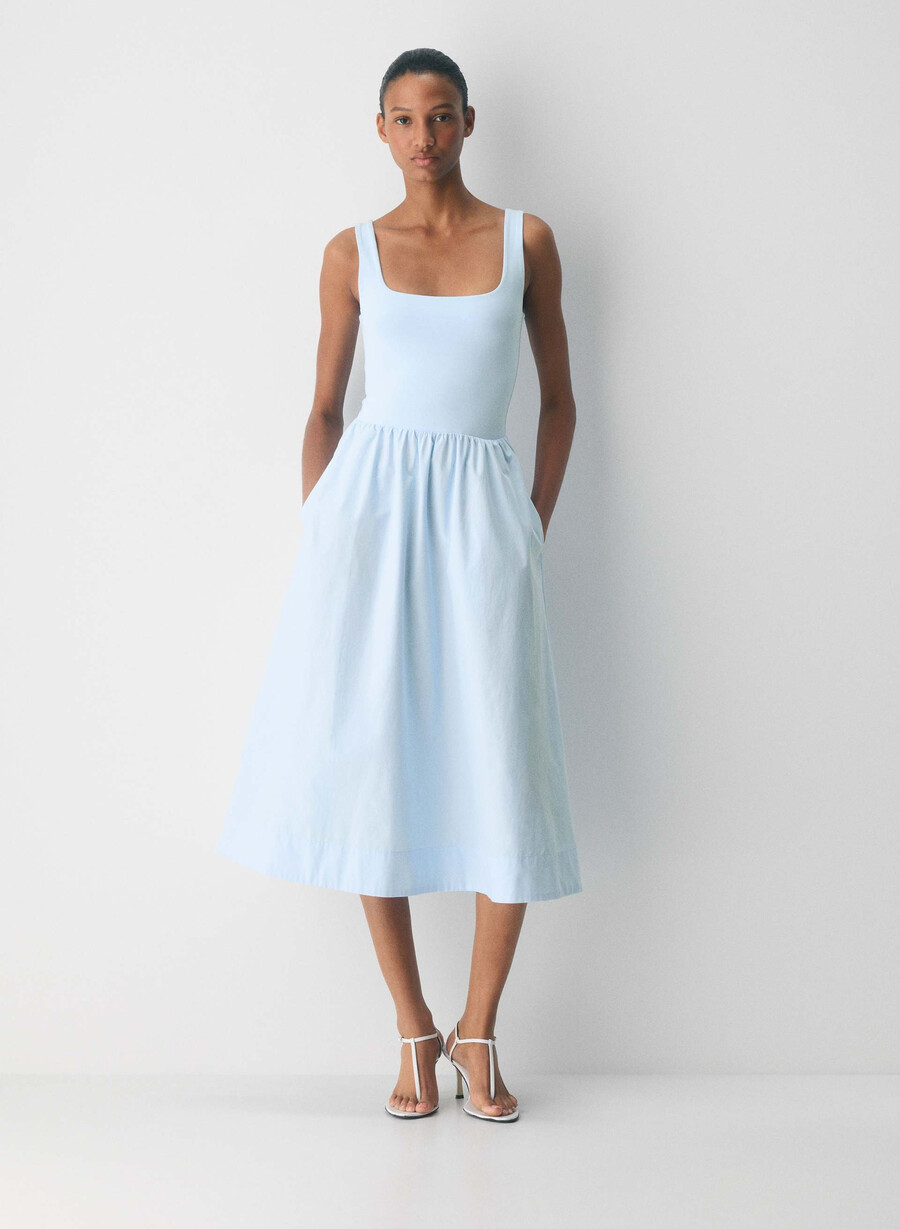 revive popeline-kleid villa blau