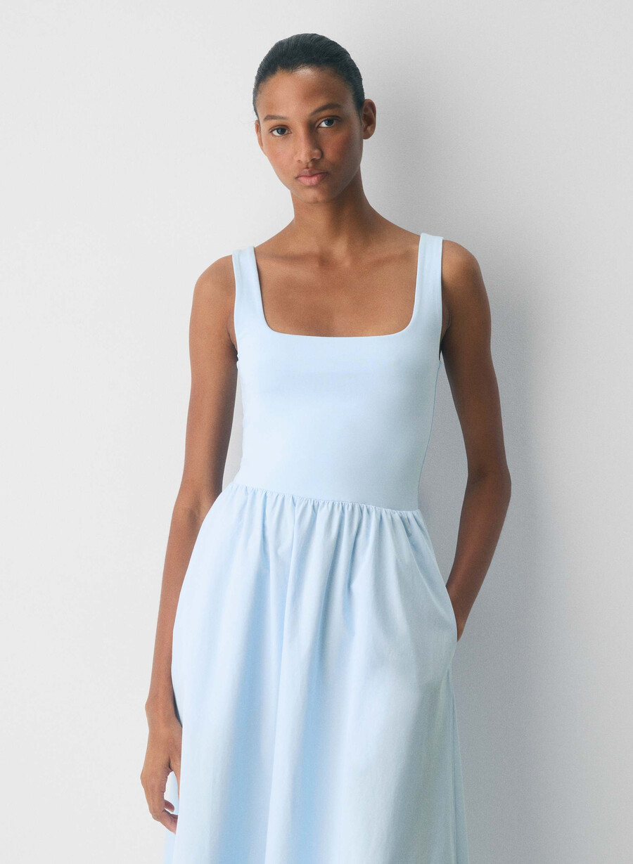 revive popeline-kleid villa blau