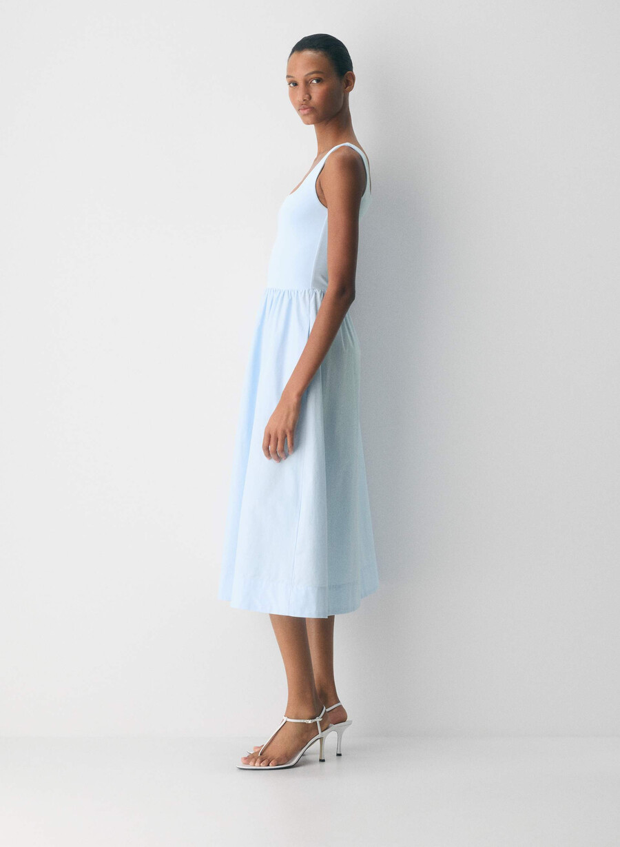 revive popeline-kleid villa blau