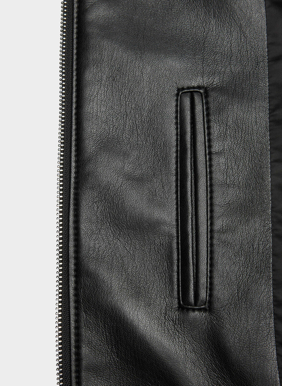 synergy bomberjacke – kunstleder schwarz