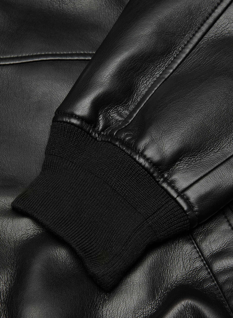 synergy bomberjacke – kunstleder schwarz