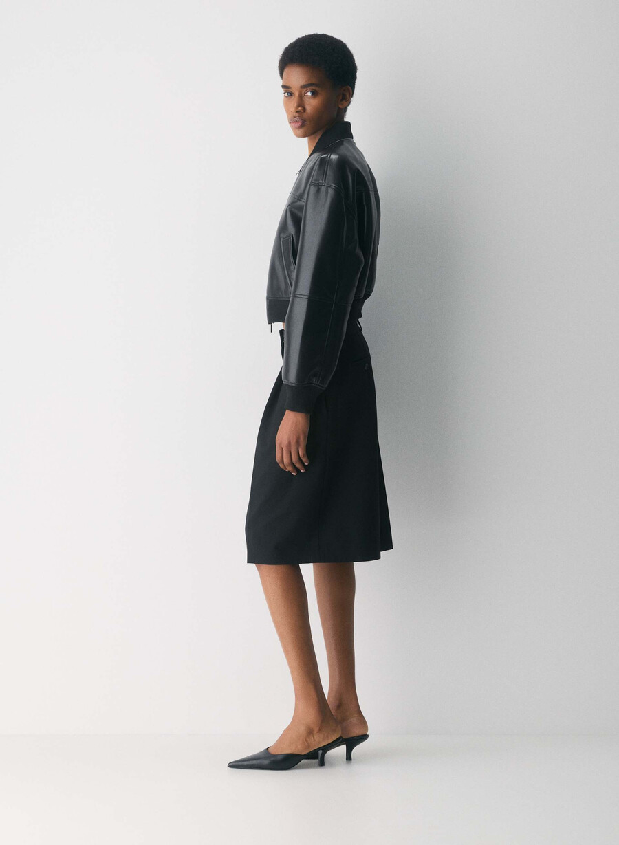 synergy bomberjacke – kunstleder schwarz