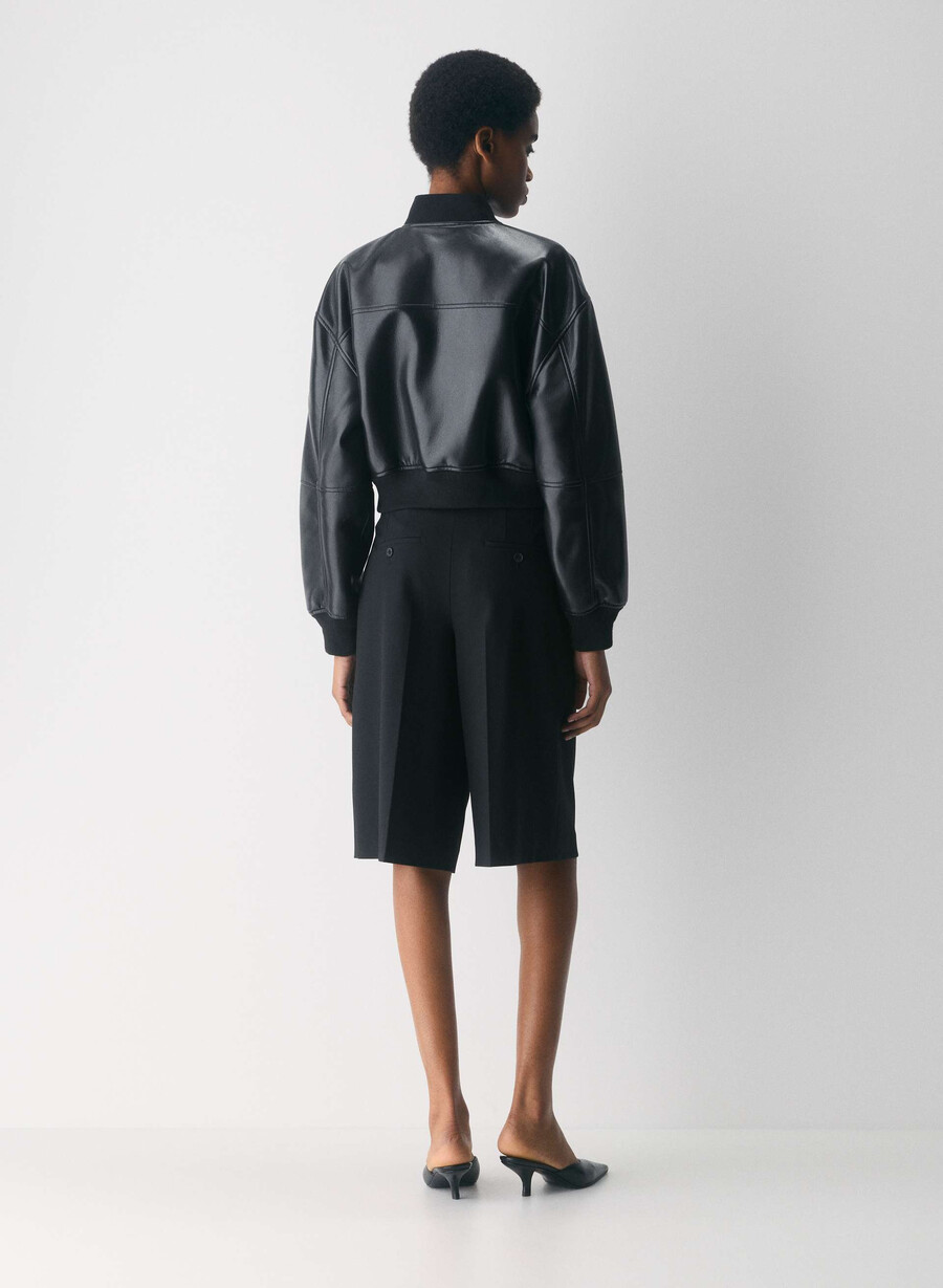 synergy bomberjacke – kunstleder schwarz