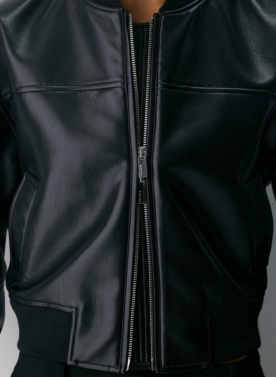 synergy bomberjacke – kunstleder schwarz