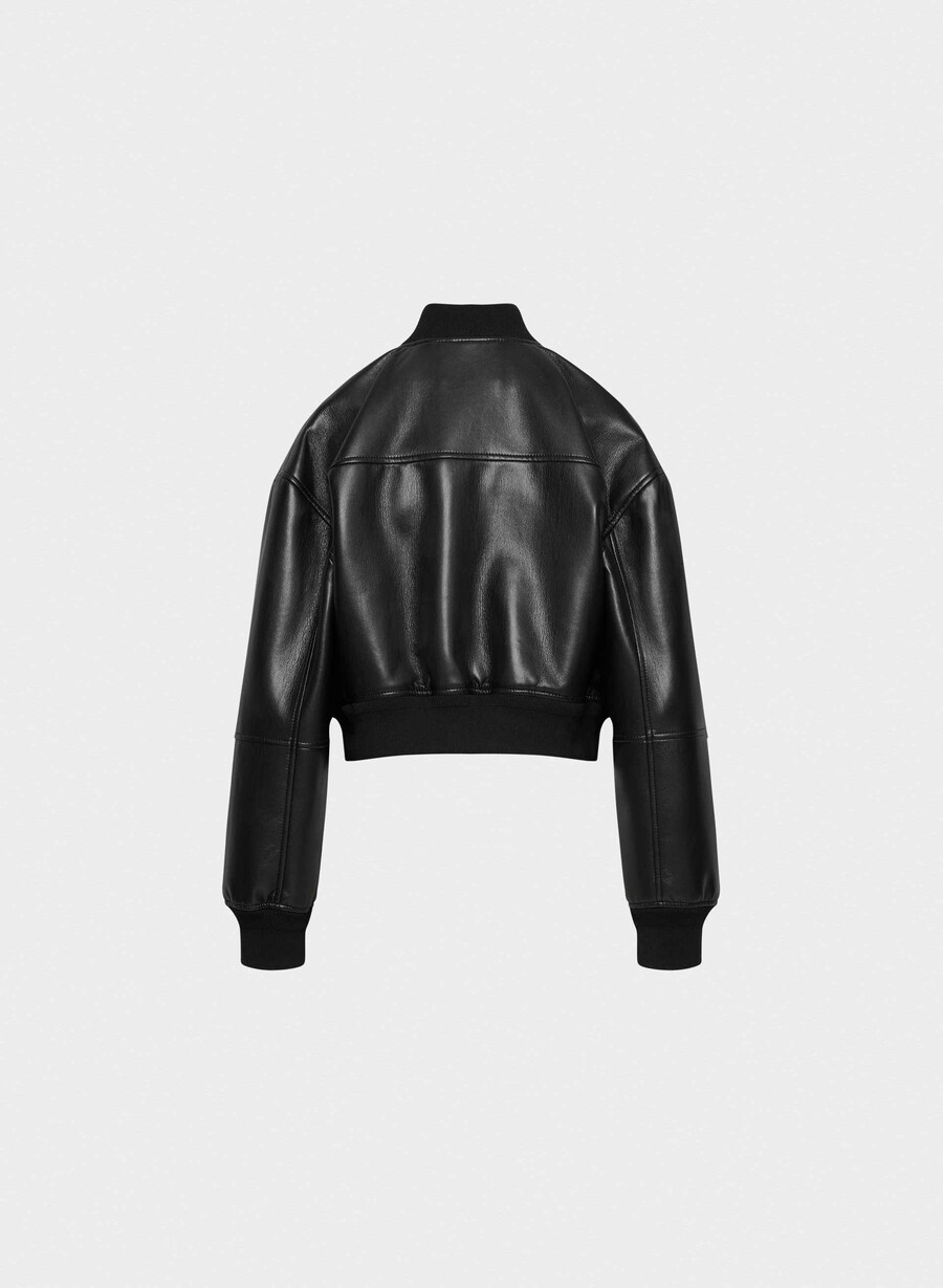 synergy bomberjacke – kunstleder schwarz
