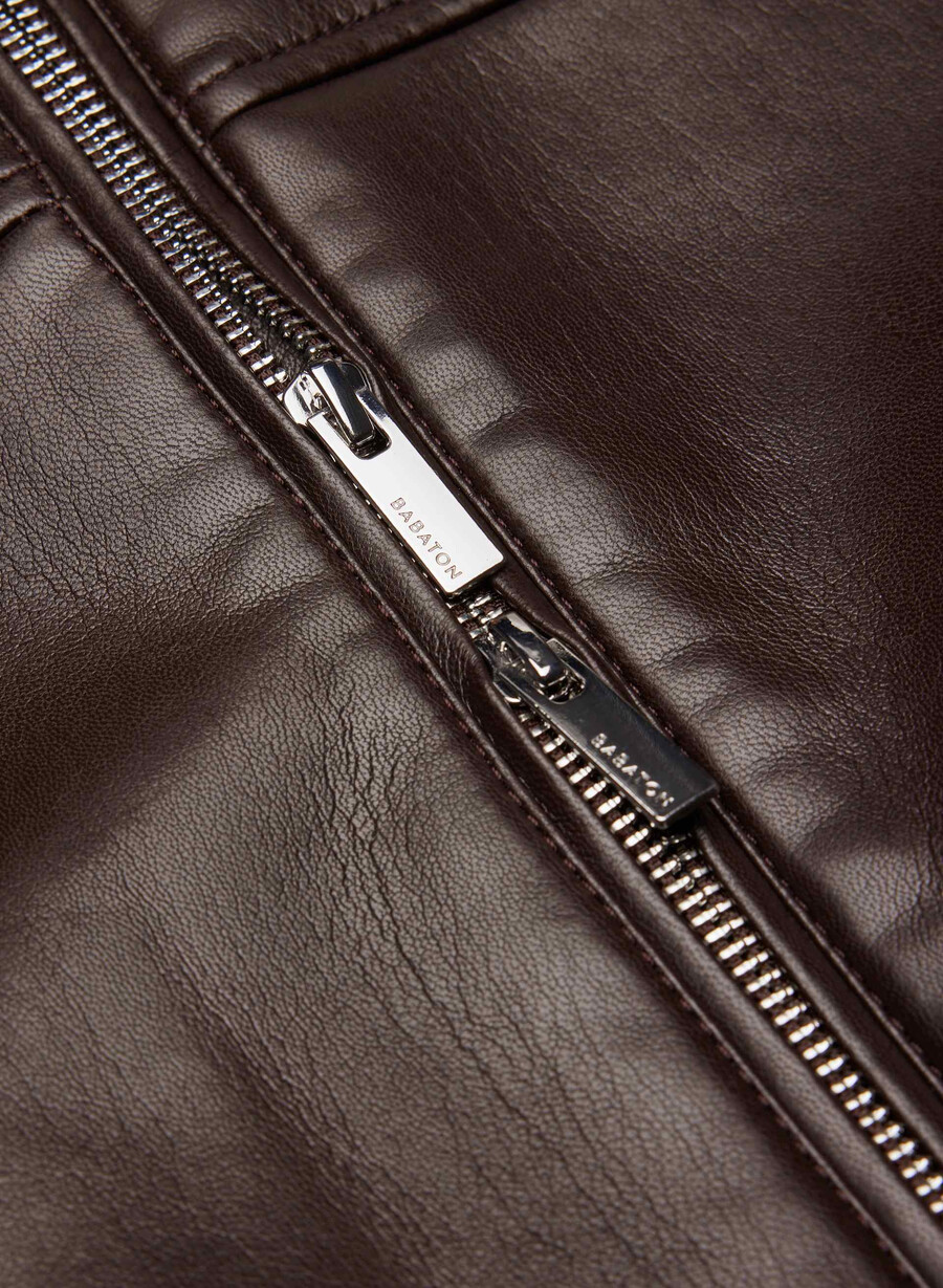 synergy bomberjacke – unechtes leder sattes mokkabraun