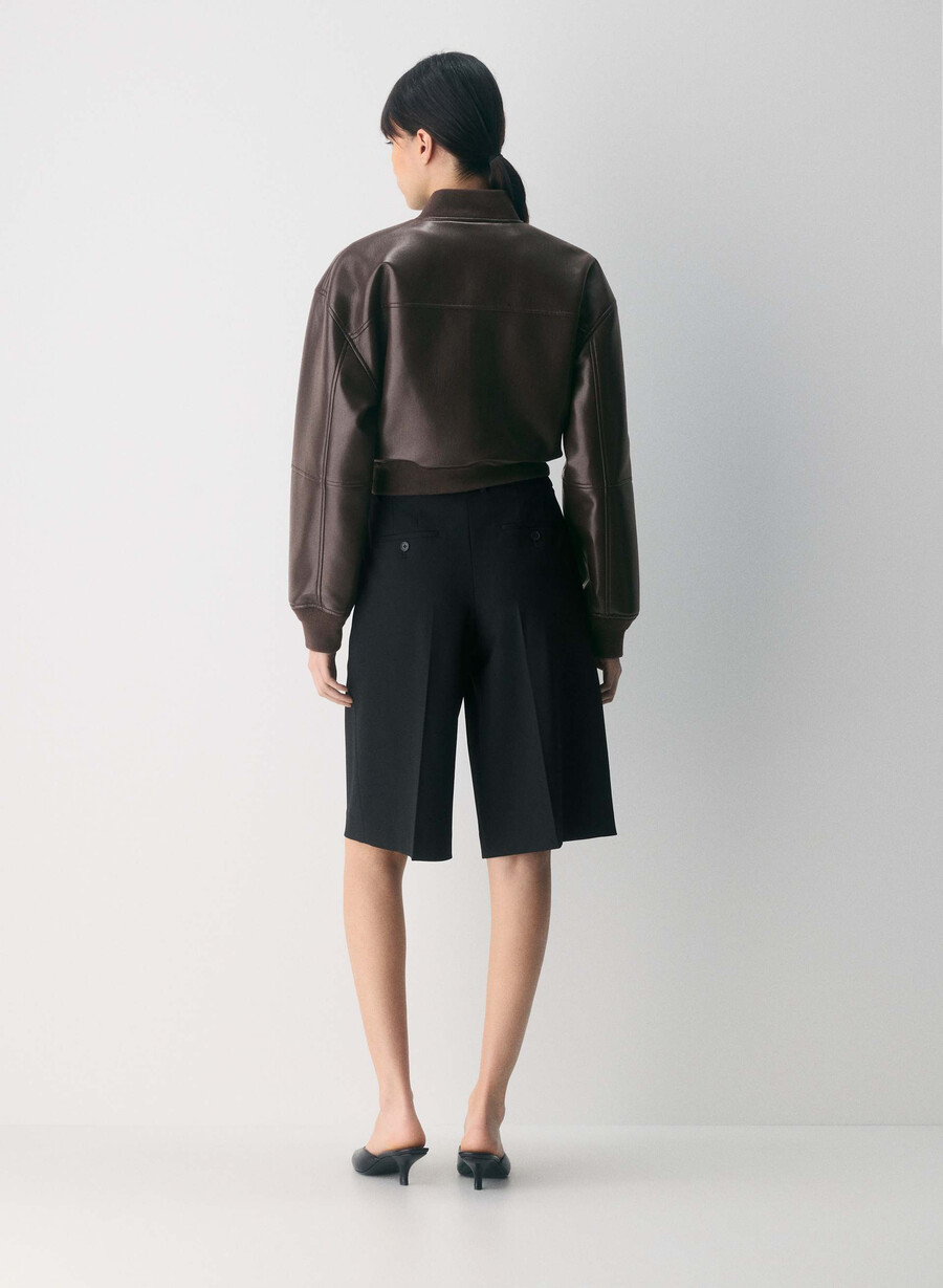 synergy bomberjacke – unechtes leder sattes mokkabraun