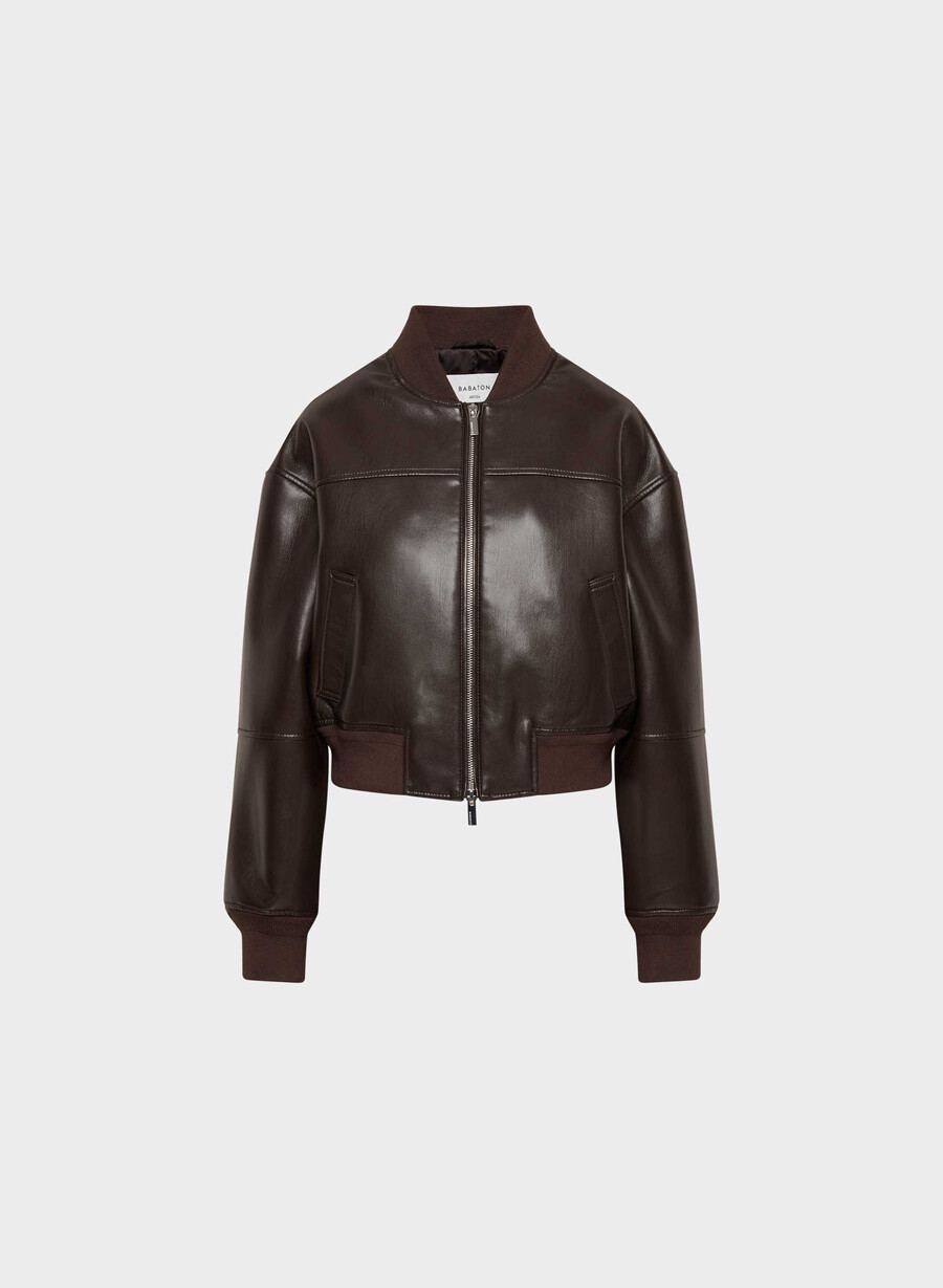 synergy bomberjacke – unechtes leder sattes mokkabraun